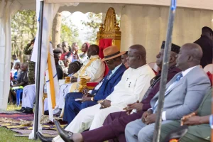 THREE KINGS STAND WITH KAMUSWAGA: BURUULI, BUNYARA,OMWENENGO ROYALTIES GRACE 22ND CORONATION